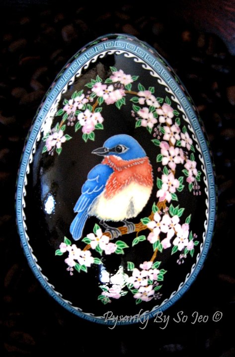 Blue Bird In Apple Tree Ukrainian Easter Egg Pysanky By So Jeo